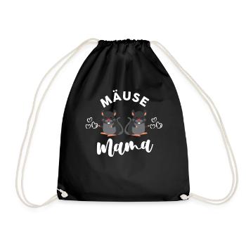 Maus Mama Mutter Muttertag Hausmaus Geschenk - Turnbeutel - Schwarz - Vorne