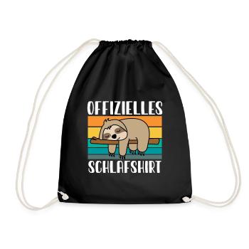 Offizieles Schlafshirt Faultier - Turnbeutel - Schwarz - Vorne
