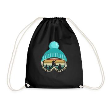 Snowboard snowboarding snowboarder gift - Drawstring Bag - black - Front