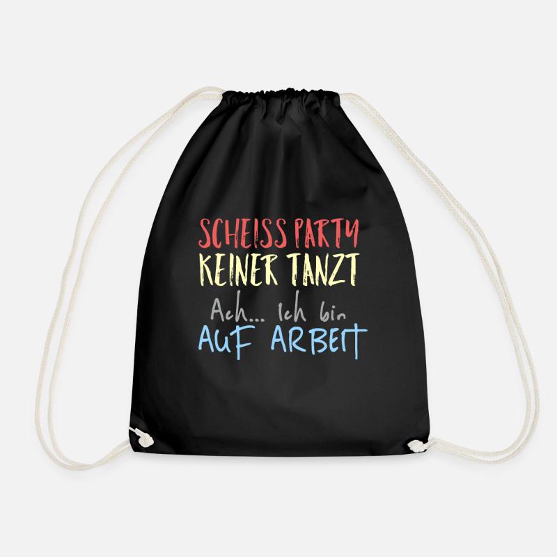 Arbeit lustiger Spruch - Turnbeutel - Schwarz