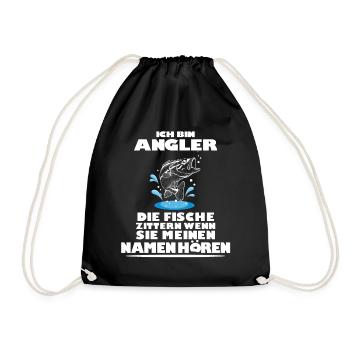 ANGLER LUSTIGER SPRUCH GESCHENK - Turnbeutel - Schwarz - Vorne