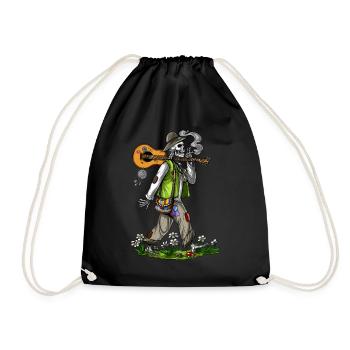 Skeleton Hippie Stoner - Drawstring Bag - black - Front