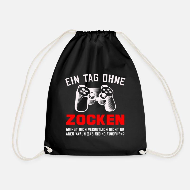 Gamer Zocker Zocken Spruch - Turnbeutel - Schwarz