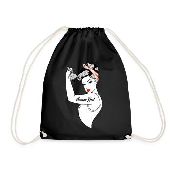 Future Science Girl Shirt Strong Woman Chemistry - Drawstring Bag - black - Front