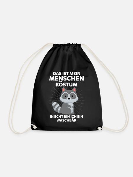 Waschbär Kostüm Raubtier Geschenk - Turnbeutel - Schwarz