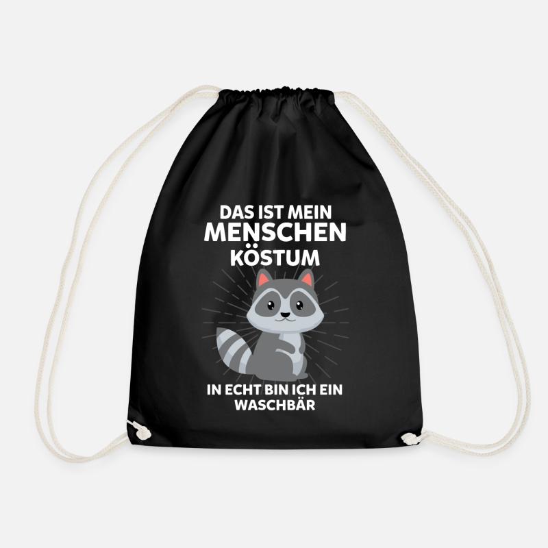 Waschbär Kostüm Raubtier Geschenk - Turnbeutel - Schwarz