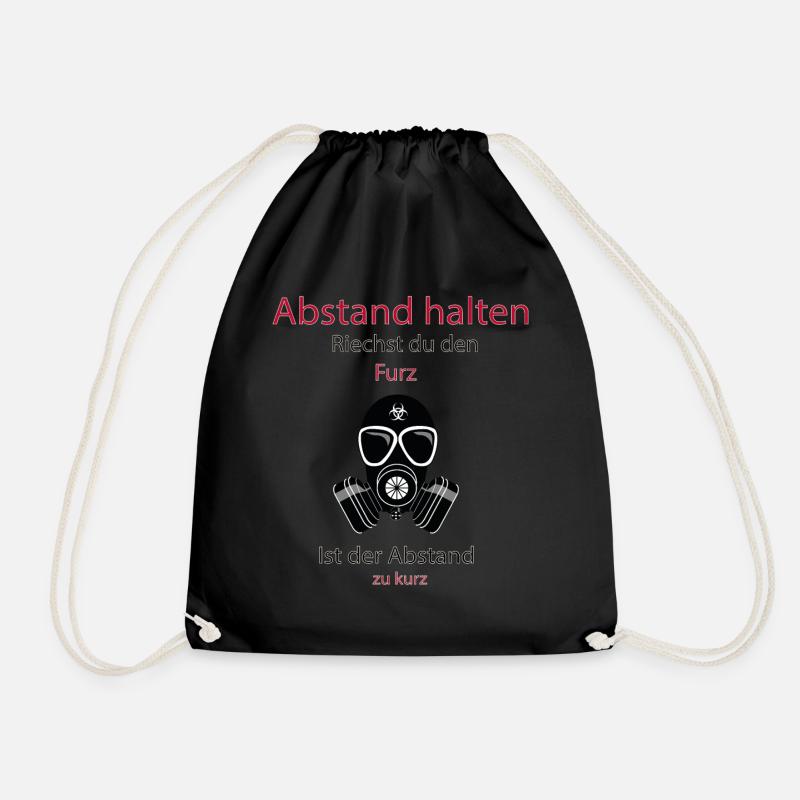 Abstand halten - riechst du den Furz - Turnbeutel - Schwarz