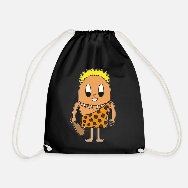Stone age man egg - Drawstring Bag - black