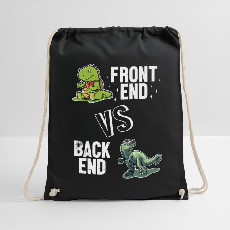 Frontend vs. Backend Developer Full Stack Drawstring Bag