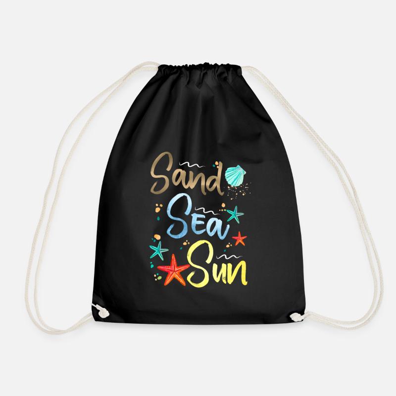 Sand Lake Sun Illustration - Drawstring Bag - black