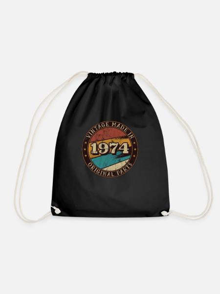 1974 Geburtstag Vintage Geschenkidee - Turnbeutel - Schwarz