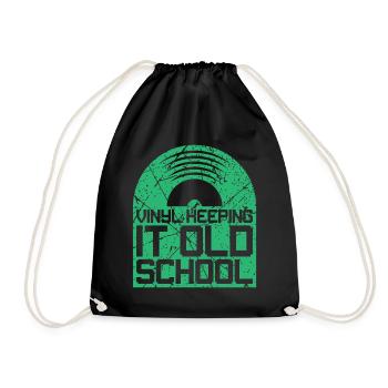Vinyl Schallplatten Plattenspieler Old School LPs - Turnbeutel - Schwarz - Vorne