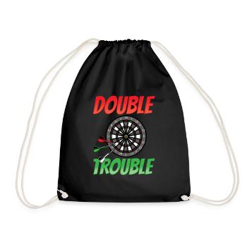 Funny dart gift double trouble dartboard - Drawstring Bag - black - Front