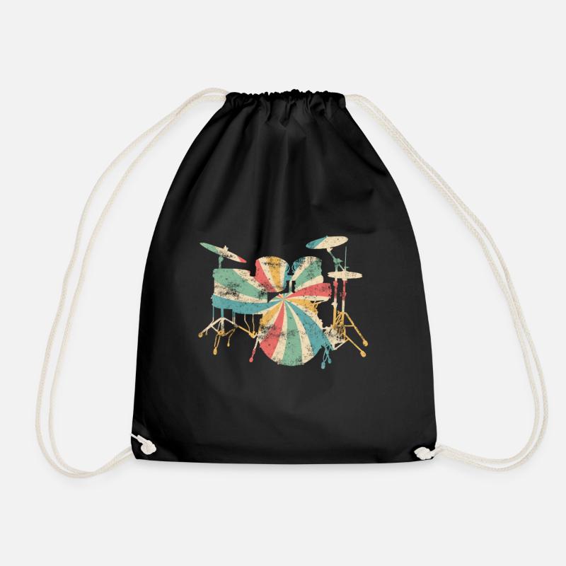 Drummer drums drummer drum sticks music - Drawstring Bag - black