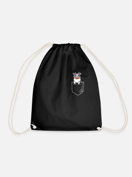 Blue Merle Australian Shepherd - Drawstring Bag - black