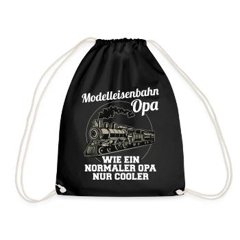 Modelleisenbahn Opa Spruch Großvater Geschenk - Turnbeutel - Schwarz - Vorne