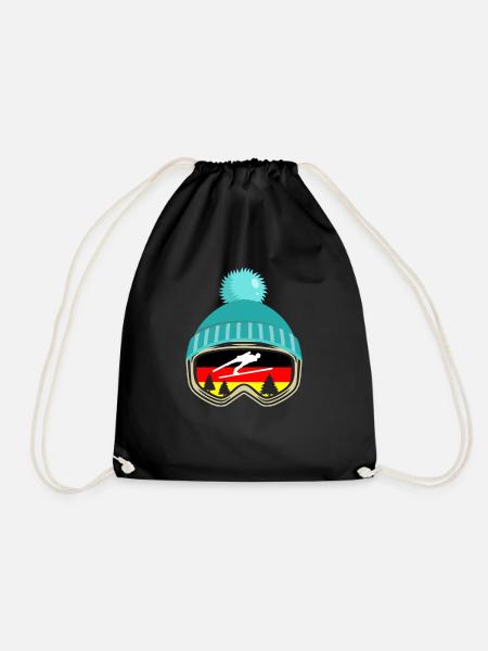 Ski jumping Skiflug Germany funny gift - Drawstring Bag - black