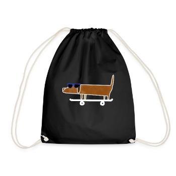 Skateboard drôle de chien de teckel - Sac de sport léger - noir - Devant