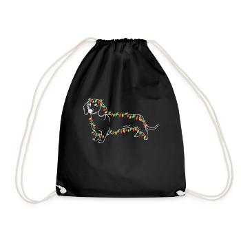 Dachshund Christmas funny dog - Drawstring Bag - black - Front