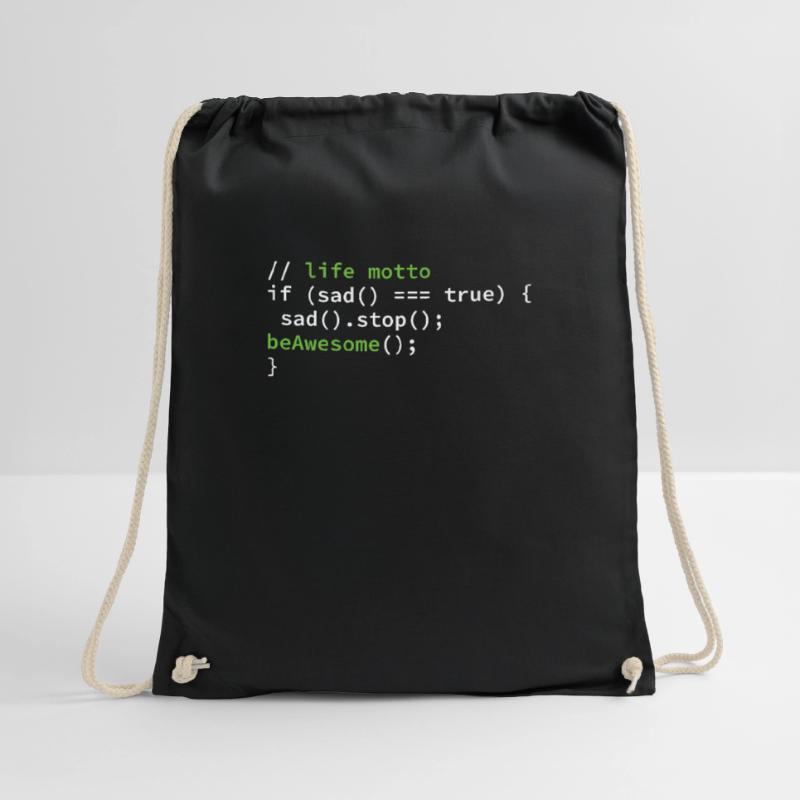 Coder Coding motto of life programmer Drawstring Bag