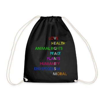 Vegan | Chemise véganisme - Sac de sport léger - noir - Devant