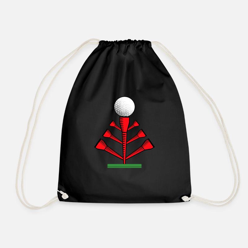Golf golf Christmas tree Christmas gift - Drawstring Bag - black