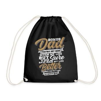 Stepfather dad gift for fathers day family - Drawstring Bag - black - Front