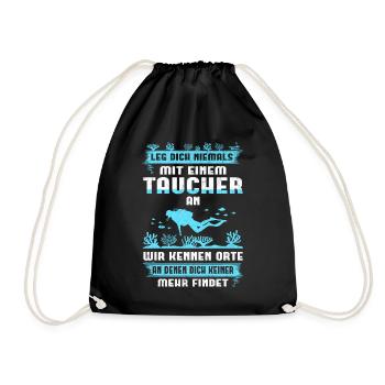 Tauchen Taucherin Taucher Spruch Geschenkidee - Turnbeutel - Schwarz - Vorne