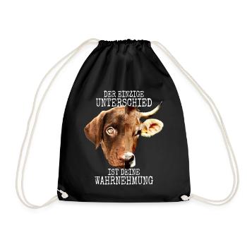 Der Unterschied Ist Deine Wahrnehmung Vegan Hund - Turnbeutel - Schwarz - Vorne