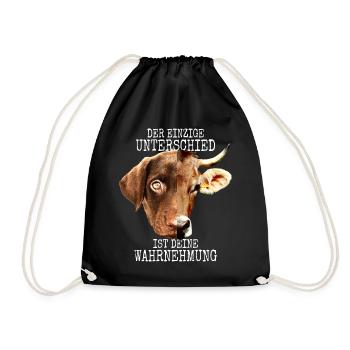 Der Unterschied Ist Deine Wahrnehmung Vegan Hund - Turnbeutel - Schwarz - Vorne