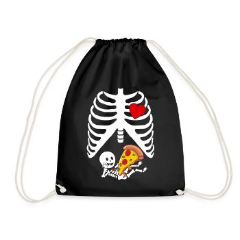 Schwangerschaftsankündigung Halloween Kostüm Skelett - Turnbeutel - Schwarz - Vorne