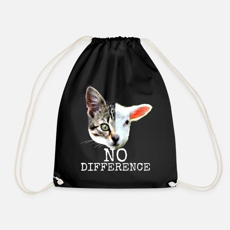 No Difference Pro Vegan Spruch Vegetarier Katzen - Turnbeutel - Schwarz