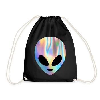 Colorful Alien Head UFO Flying Saucer Believe Rain - Turnbeutel - Schwarz - Vorne