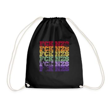 Against Nazis - FCK NZS - Against the Right - Vintage - Drawstring Bag - black - Front