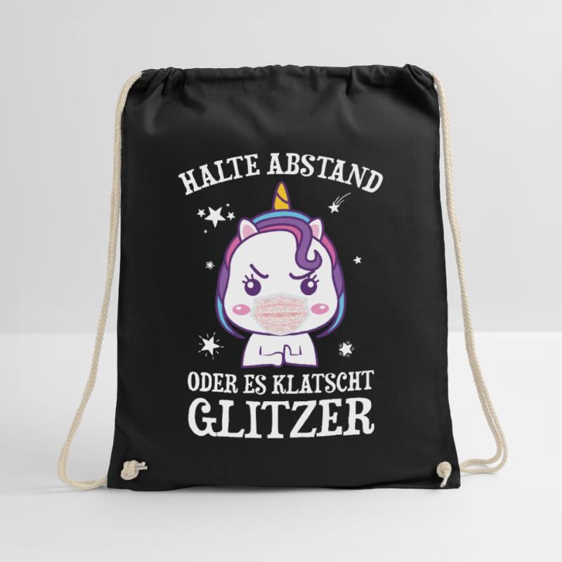 Einhorn Halte Abstand Oder Es Klatscht Glitzer Turnbeutel