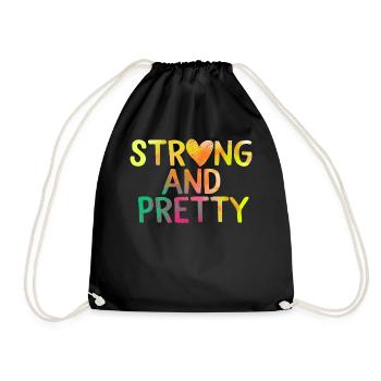 Strong And Pretty Shirt Hippie Beautiful Strong - Drawstring Bag - black - Front