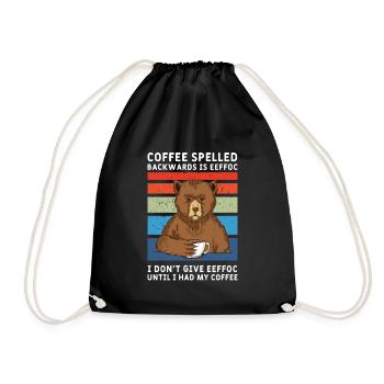 Coffee spelled backwards eeffoc Grizzly Bear Motif - Drawstring Bag - black - Front