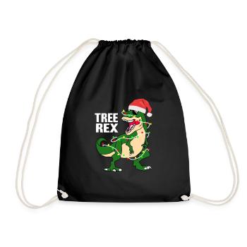 Tree Rex Weihnachten Xmas Dinosaurier Kostüm - Turnbeutel - Schwarz - Vorne