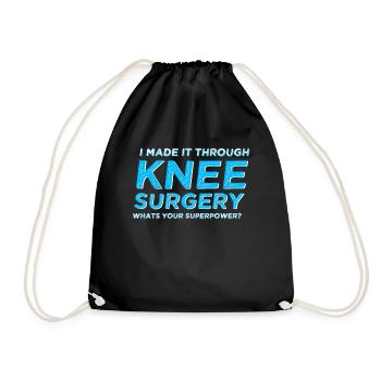 Neues Knie Knieoperation - Turnbeutel - Schwarz - Vorne