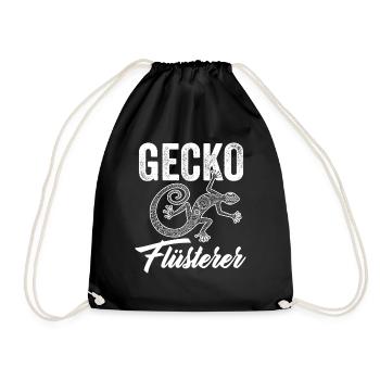 Gecko Flüsterer Echsperte Terrarium Geschenk - Turnbeutel - Schwarz - Vorne