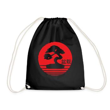Bonsai Kanji Japan meditation - Drawstring Bag - black - Front