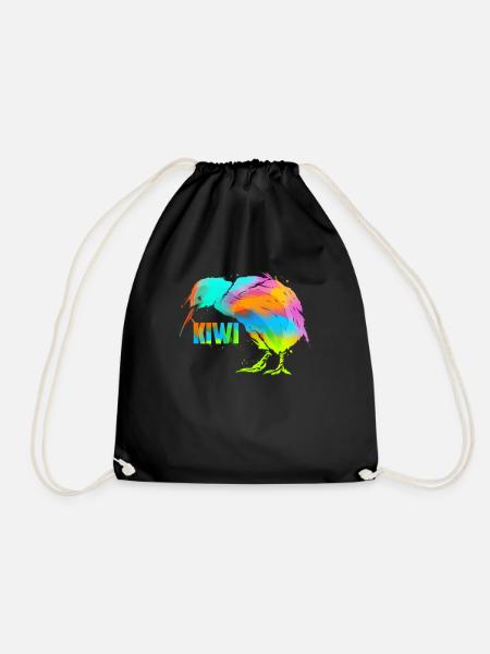 Kiwi Vogel Art - Kiwi Kunst Neuseeland Geschenk - Turnbeutel - Schwarz