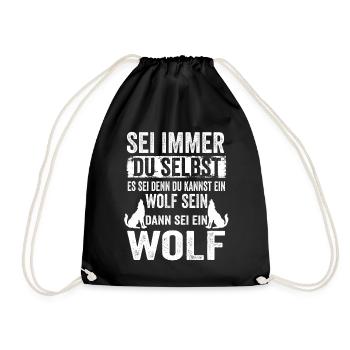 Wolf Waldtier Wildnis Wolfliebhaber Lustige Sprüch - Turnbeutel - Schwarz - Vorne