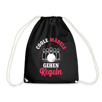 Kegeln Kegelsport Kegelverein Kegelbahn Geschenk - Turnbeutel - Schwarz - Vorne