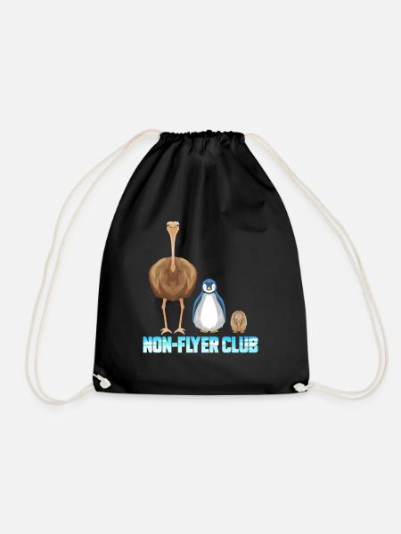 Non Flyer Club - Vogel Strauß Pinguin Kiwi Vogel - Turnbeutel - Schwarz