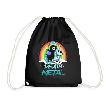 Death Metal Einhorn mit Tod als Reiter Regenbogen - Turnbeutel - Schwarz - Vorne