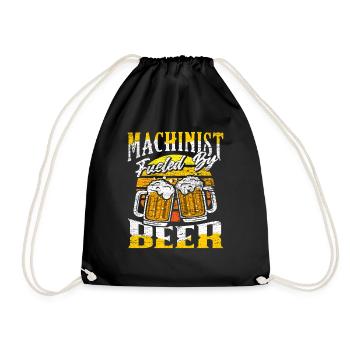 Machinist beer - Drawstring Bag - black - Front