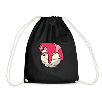 Baby sloth volleyball sport gift - Drawstring Bag - black - Front