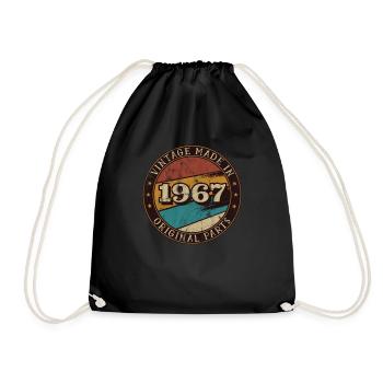 1967 birthday vintage gift idea - Drawstring Bag - black - Front