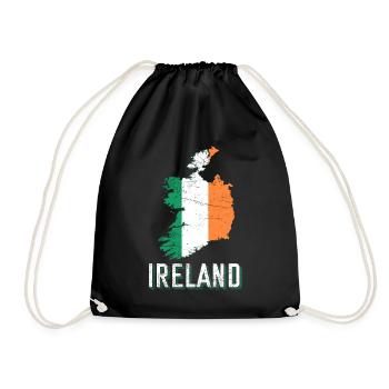 Republic of Ireland Shape Map Flag - Drawstring Bag - black - Front